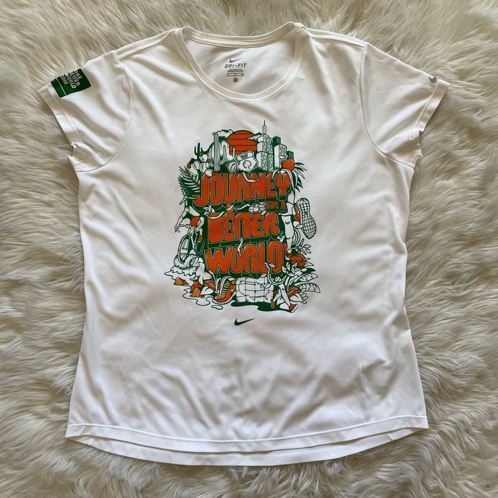 Nike “Journey For a Better World” Dri-Fit women’s white XL thin white top